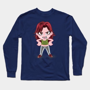 redhead beautiful brunette girls - cartoon character for young girls (choose your twin) Long Sleeve T-Shirt